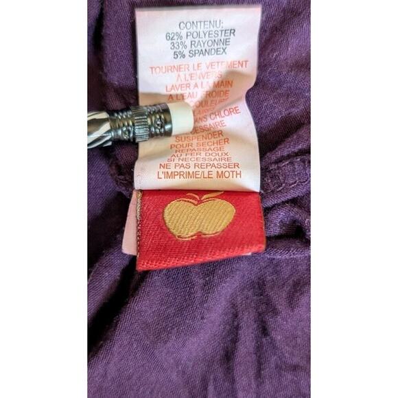 VTG Apple Bottoms Shirt Adult 2X Purple Long Sleeve Women's Deep V Back Y2K - Picture 6 of 9